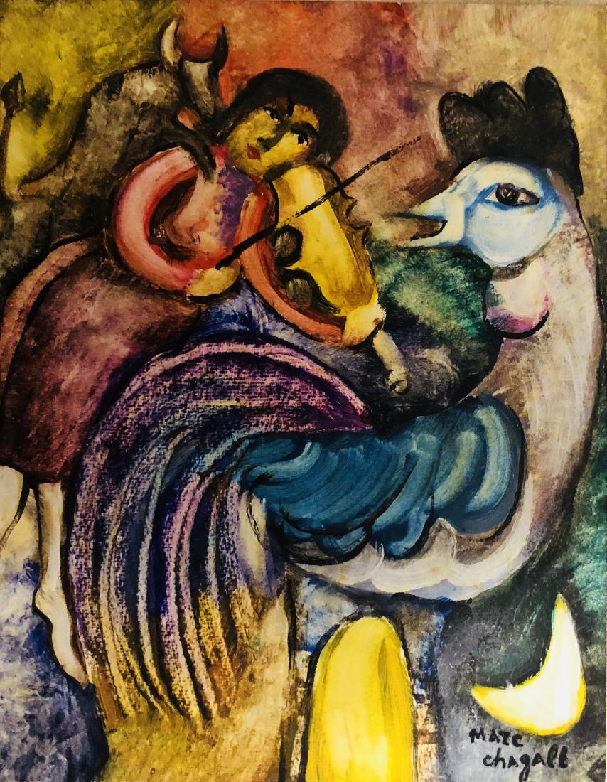 Marc Chagall Mixed Media On Cardboard (1 of 1)