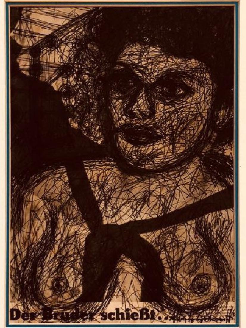 Mixed Media on Paper  Art Signed Alberto Giacometti (1 of 1)