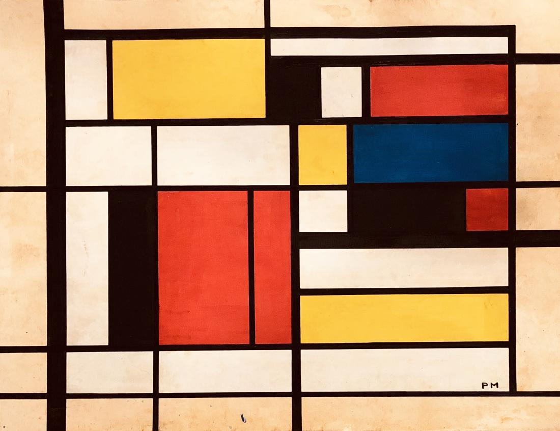 PM Piet Mondrian Mixed Media on Paper Painting Dutch (1 of 1)