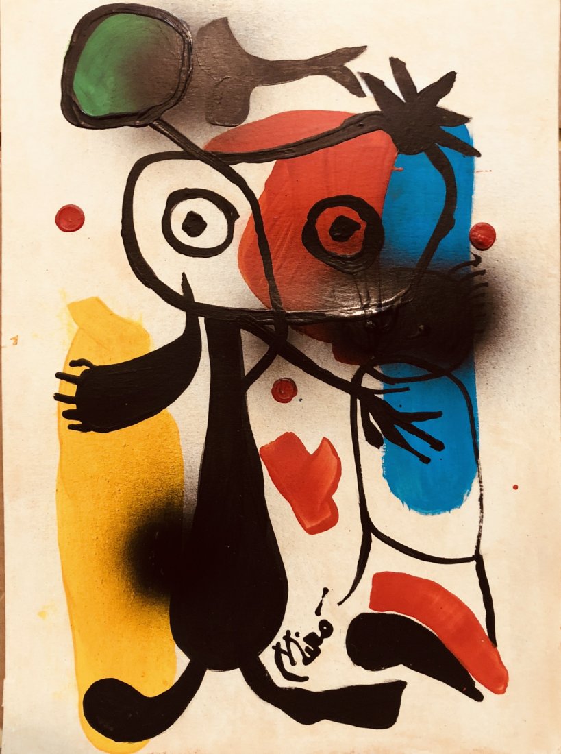 Joan Miro Mixed Media Drawing Spanish Signed 1893 -1983 (1 of 1)