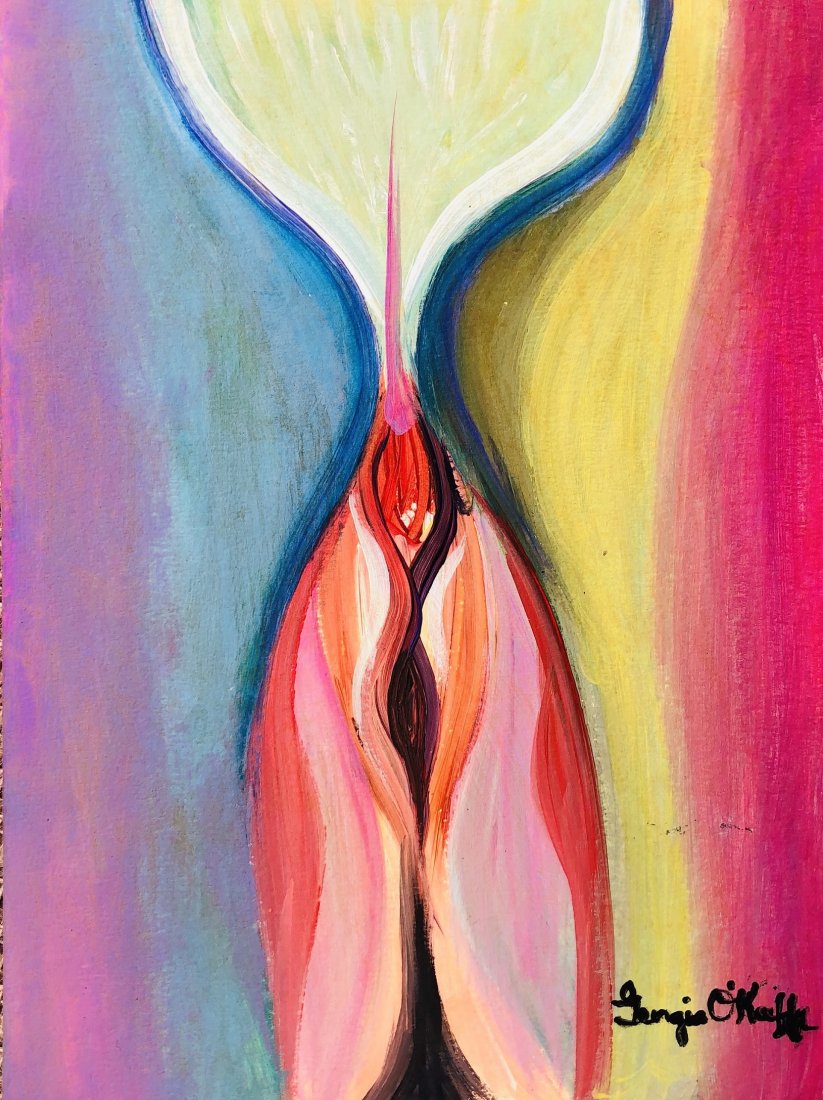 Georgia  O'keeffe American Abstract Mixed Media Signed (1 of 2)