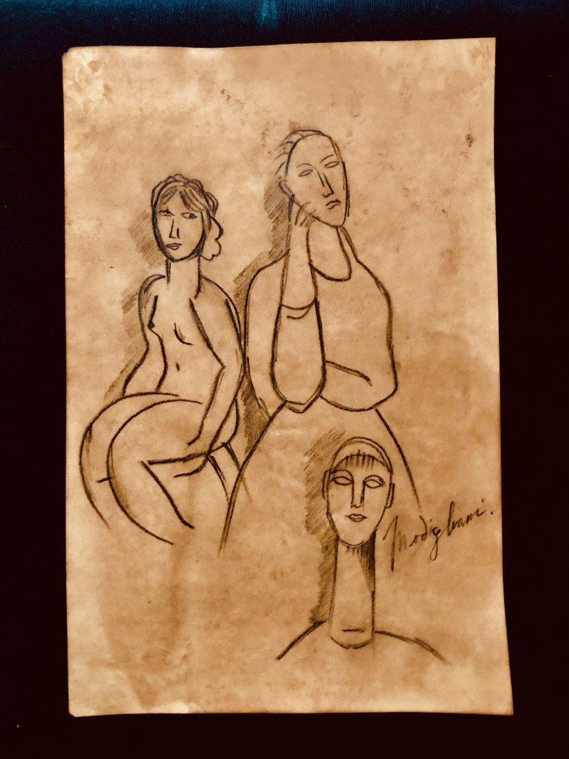 Amedeo Modigliani Drawing Women Men Portrait Graphite. (1 of 1)