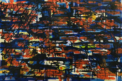 Maria Helena Vieira da Silva Abstract Portuguese French: Maria Helena Vieira da Silva 7 1/4” x 10 1/2” Mixed media on paperboard Attributed to : Maria Helena Vieira da Silva (13 June 1908 - 6 March 1992) was a Portuguese-French abstractionist painter.Vi