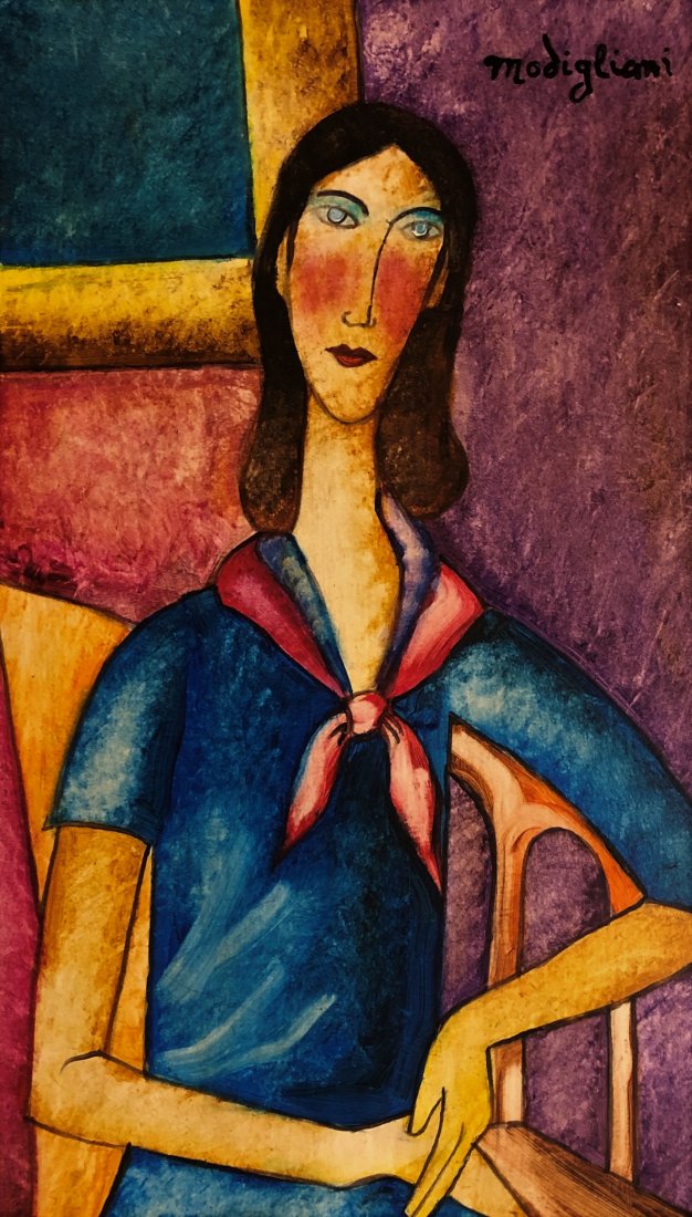 Amedeo Modigliani Mixed Media Italian Art 1884-1920: Amedeo Modigliani Private Collection 14 1/2" X 8 3/4”. Attributed to: Amadeo Modigliani (July 1884 - 24 January 1920) was an Italian Jewish painter and sculptor who worked mainly in France. He is kn