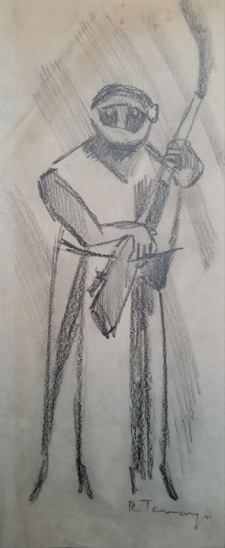Rufino Tamayo Drawing Mexican Diego Rivera era.: Rufino Tamayo Drawing Pencil Graphite . Approx Dimension: 11" x 5". Mexican Muralist, Private Collection, Latin America. Attributed to: Rufino Tamayo (August 25, 1899 Â¬ June 24, 1991) was a Mexican