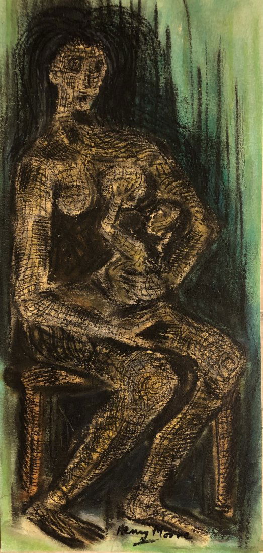 Henry Moore Mixed Media English Artist 1898-1986 (1 of 1)