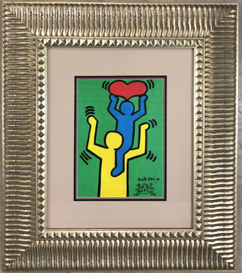 Signed Keith Haring Mixed Media on Board (1958-1990) (1 of 1)