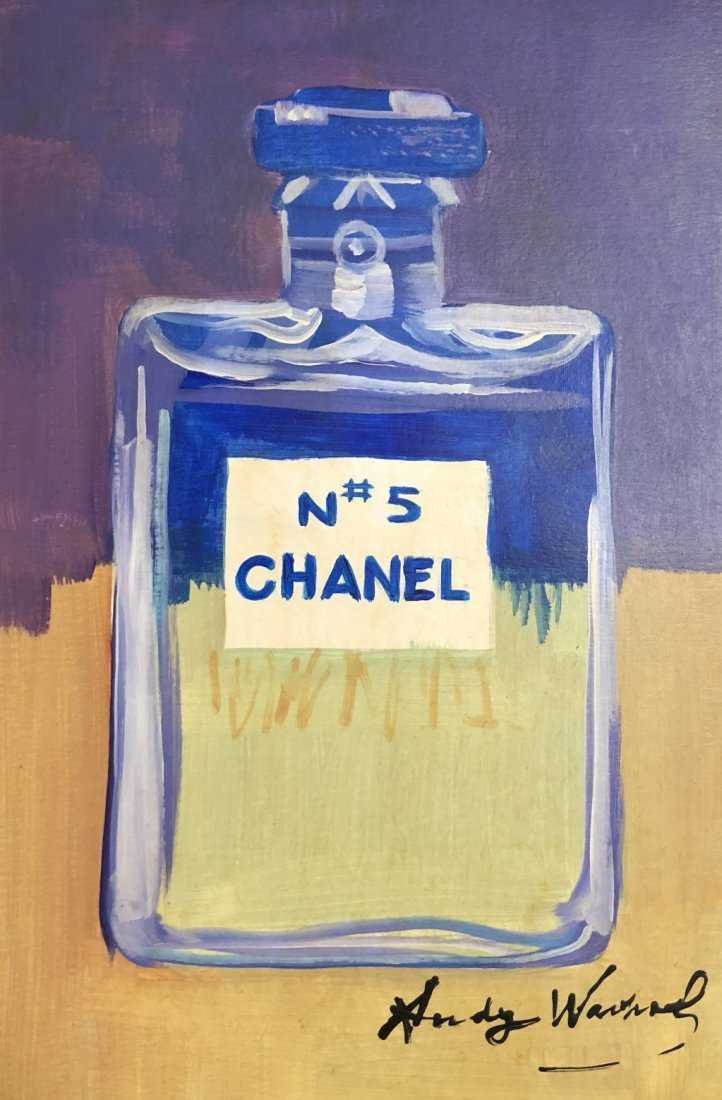 Andy Warhol Pop Art American Chanel Fragance Attributed: This lot consists of a hand painted Chanel Pop Art mixed media on board attributed to Andy Warhol: born Andrew Warhola; August 6, 1928 - February 22, 1987) was an American artist who was a leading fig