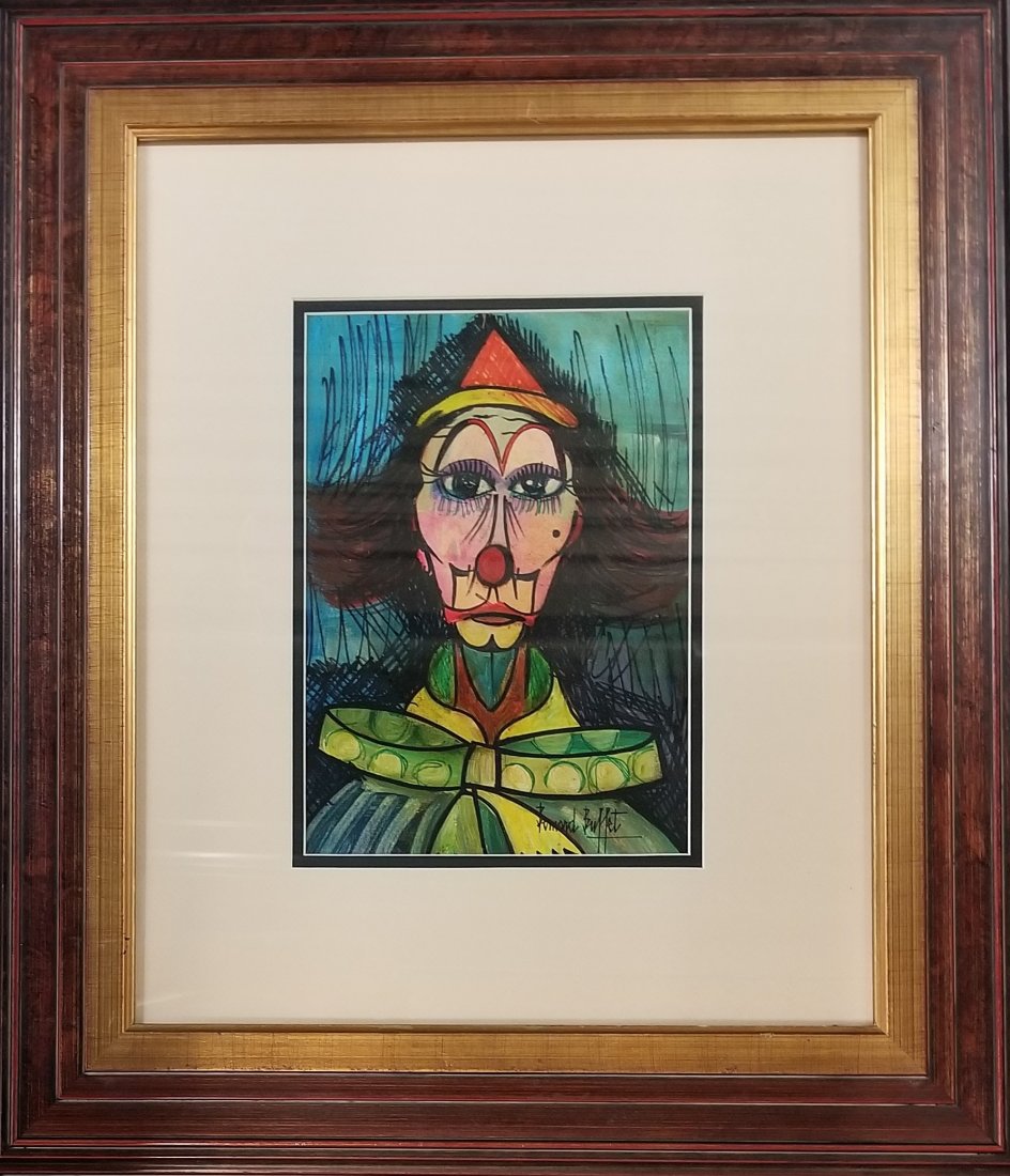 Bernard Buffet Mixed Media Expressionist French Attrib: This lot consists of a hand-painted mixed media on paper attributed to Bernard Buffet (French, 1928 - 1999). Bernard Buffet was a French Expressionist painter. Best known for his representational work