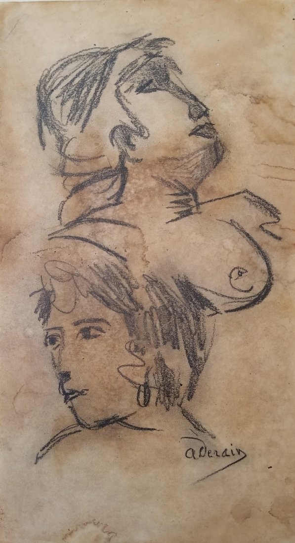 Andre Derain Drawing French Art Drawing Attrib Graphite: This lot consists of a hand drawn graphite on paper attributed to Andre Derain ; (10 June 1880 - 8 September 1954) was a French artist, painter, sculptor and co-founder of Fauvism with Henri Matisse.