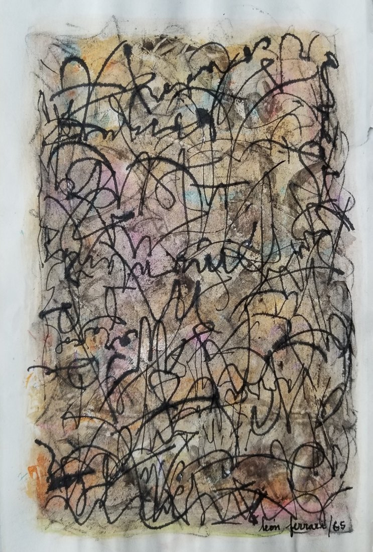 León Ferrari Argentine Abstract Mixed Media Attributed: This lot consists of a hand-painted mixed media on paper. The painting depicts abstract symbols. This artwork is attributed to:Ferrari was born in Buenos Aires to Susana Celia del Pardo and Augusto C�