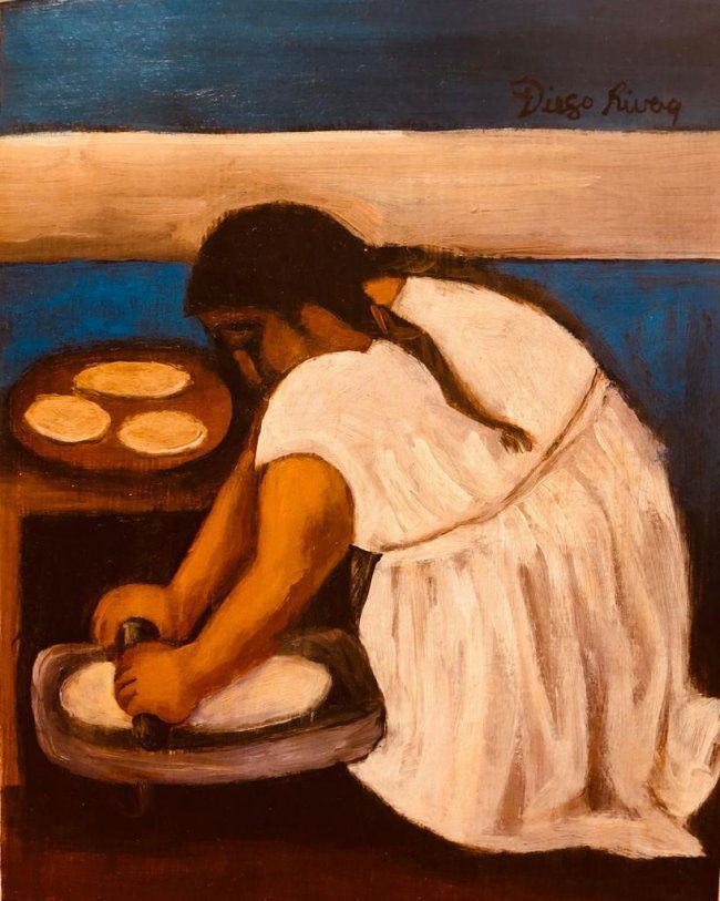 Diego Rivera Mexican Mixed Media Muralist Attrib: This lot consists of a small, hand painted mixed media on paper attributed to Diego Maria de la Concepcion Juan Nepomuceno Estanislao de la Rivera y Barrientos Acosta y Rodriguez, known as Diego River