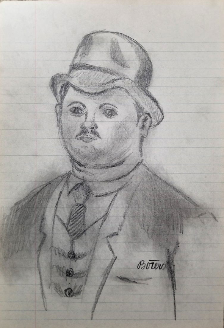 Fernando Botero Drawing Colombian Paper Portrait Attrib: This lot consists of a hand-drawn graphite on paper attributed to: Fernando Botero Angulo (born 19 April 1932) is a Colombian figurative artist and sculptor. Born in Medellin, his signature style, als