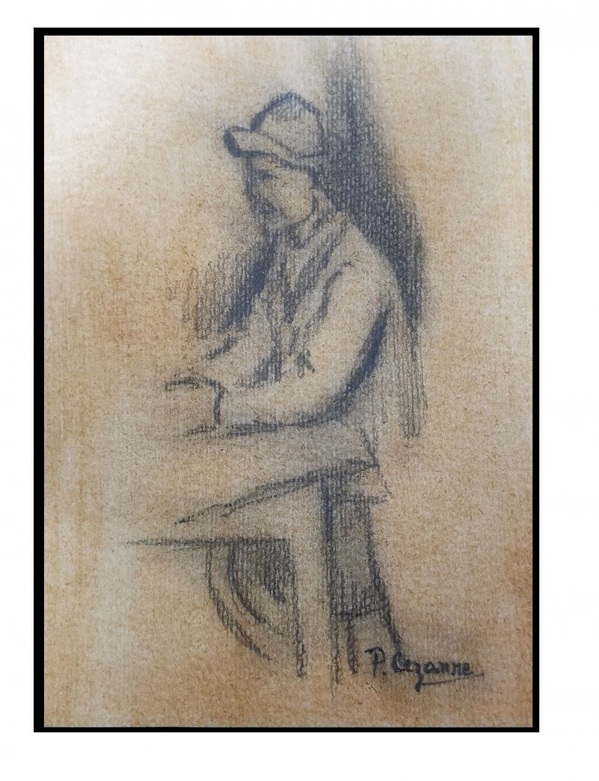 Paul Cezanne Impressionism French (1839-1906) Attrib.: This lot consists of a small, hand-drawn graphite on paper in the manner of Paul Cezanne. Image depicts a man working drawn in a impressionist style. Attributed to Paul Cézanne (US /seɪˈzæ