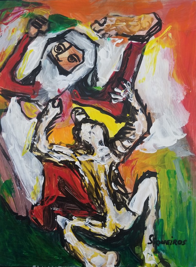 David Alfaro Siqueiros Mexican Art Abstract Figurative: This lot consists of an abstract figurative mixed media on paper. Attributed to :David Alfaro Siqueiros (born Jose de Jesus Alfaro Siqueiros, December 29, 1896, in Chihuahua - January 6, 1974, in Cuer