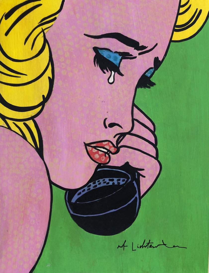 Roy Lichtenstein American Pop Art Attributed: This lot consists of a hand painted mixed media Pop Art Women Portrait Attributed to: Roy Fox Lichtenstein (October 27, 1923 - September 29, 1997) was an American pop artist. During the 1960s, along w