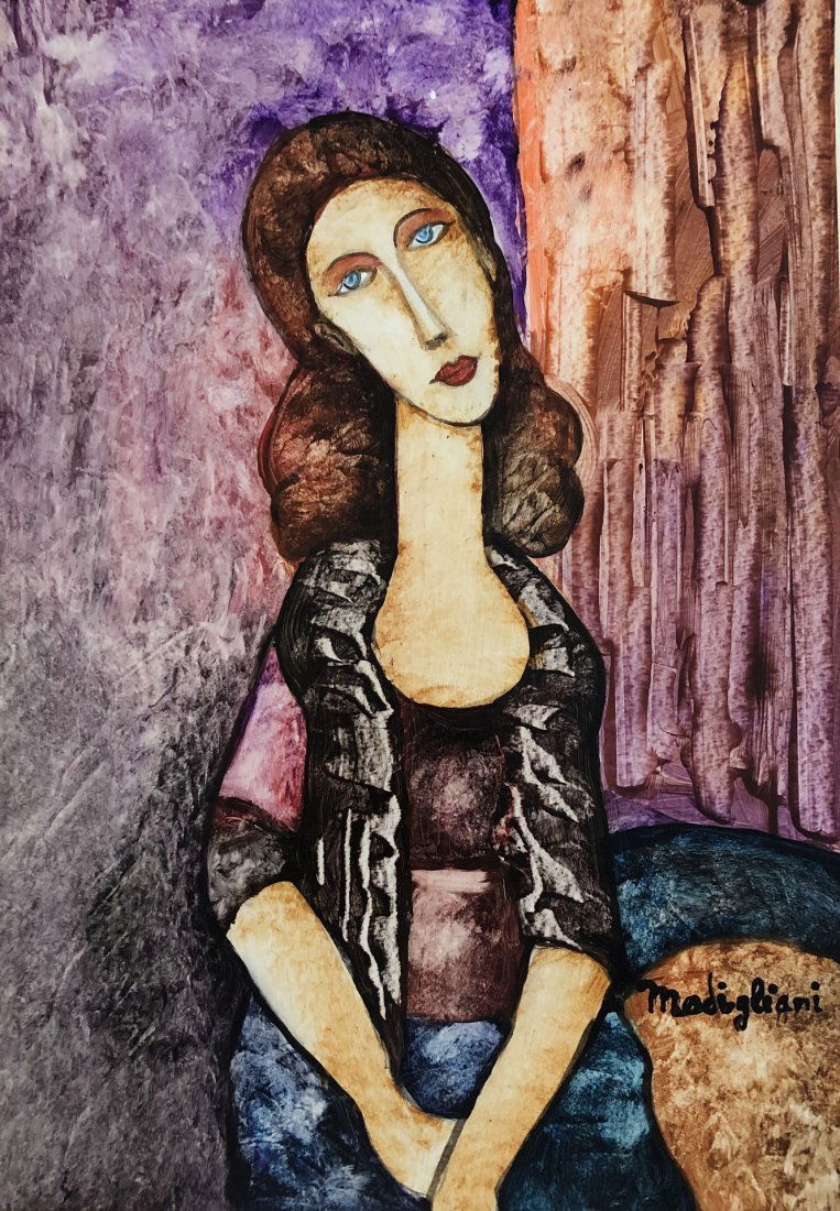 Amedeo Modigliani hand painted Italian Art Attributed h: This lot consists of a women's portrait, hand-painted mixed media on paper hand signed on the lower right side attributed to Amadeo Modigliani (Italian, 1884 - 1920). Modigliani was an Italian Jewish