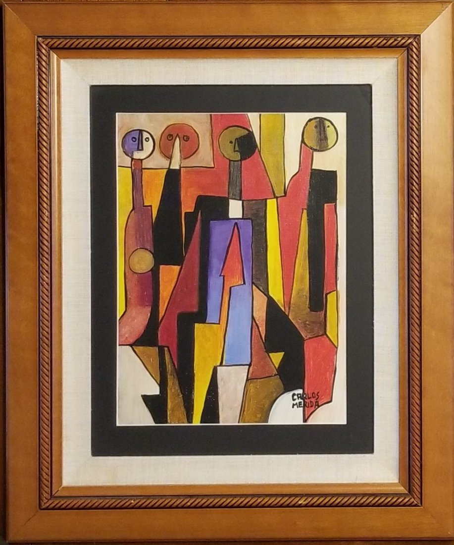 Carlos Merida Mixed Media Guatemala Mexican Art Style: This lot consists of a hand painted mixed media on paper in the style of Carlos Merida. Carlos Merida (December 2, 1891 Â– December 21, 1985) was a Guatemalan artist who was one of the first to fus
