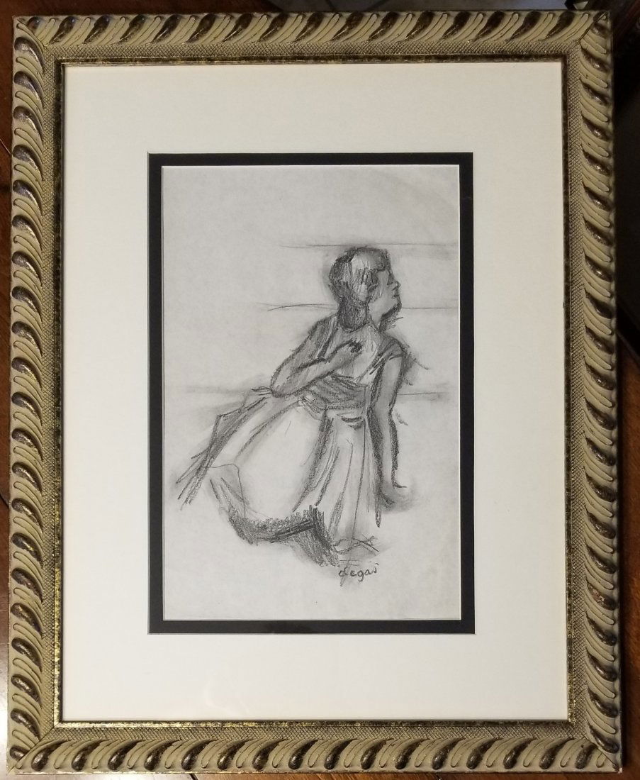 Edgar Degas French Art Dancer Ballerina - Style of: This lot consists of a hand drawn graphite on paper in the style of Edgar Degas. It depicts a ballerina drawn with charcoal. Edgar Degas was born Hilaire-Germain-Edgar De Gas and was a French artist f
