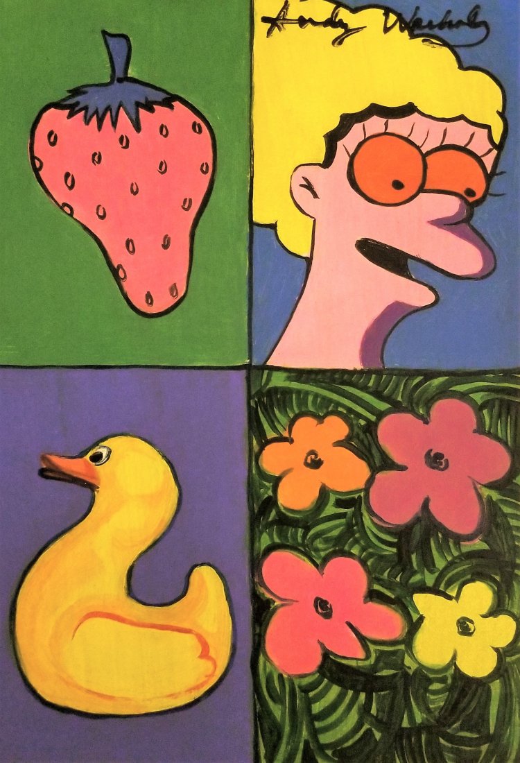 Andy Warhol American Pop Art: This lot consists of a hand painted mixed media on paper in the style of Andy Warhol: born Andrew Warhola; August 6, 1928 - February 22, 1987) was an American artist who was a leading figure in the vi