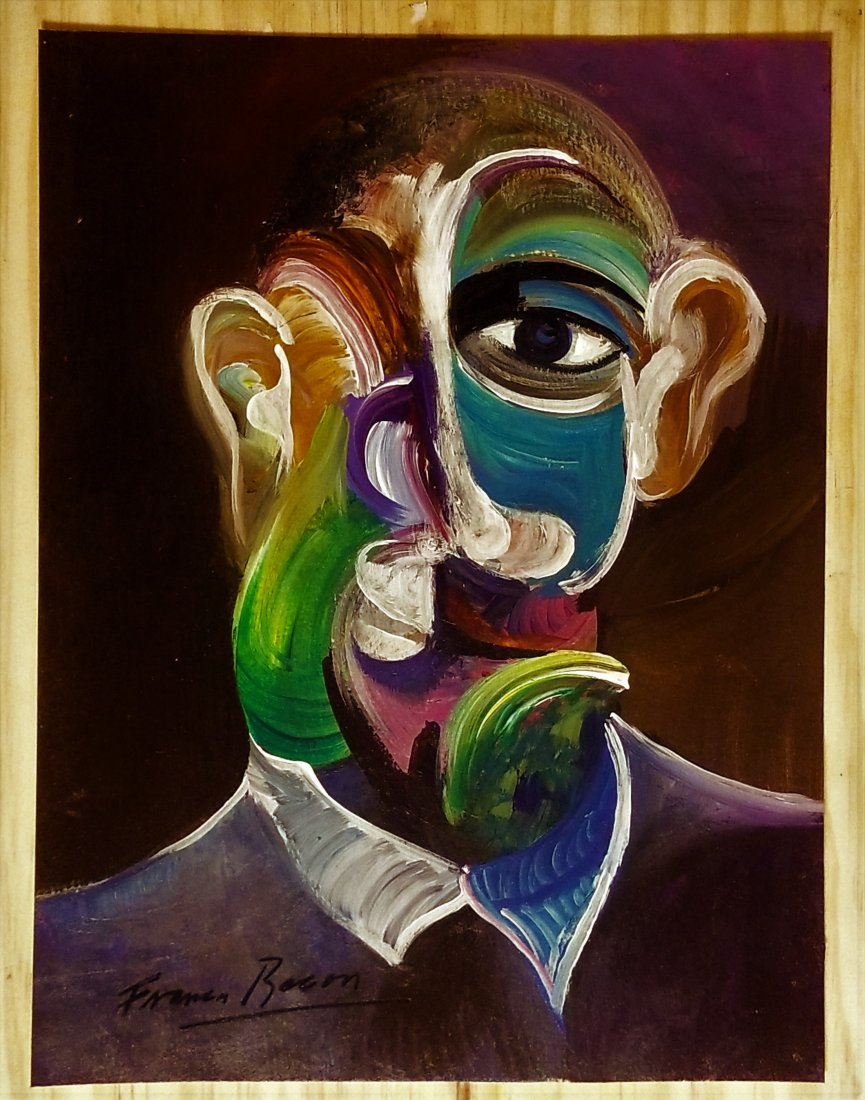 Francis Bacon Irish British Hand-Painted. Style of.: This lot consists of a hand painted mixed media on paper in the style of Francis Bacon (28 October 1909 Â– 28 April 1992) was an Irish-born British figurative painter known for his bold, grotesque,
