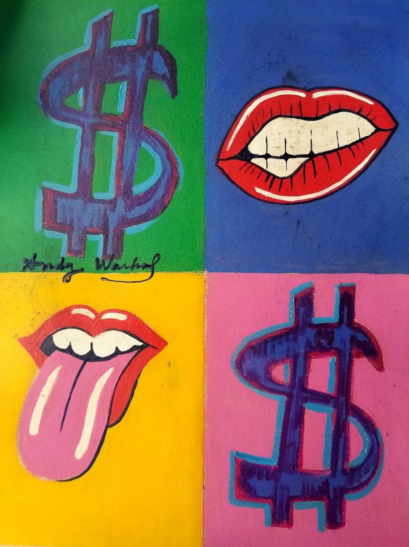 Andy Warhol American Pop Art American - Style of.: This lot consists of a hand-painted mixed media pop art with colorful vibrant colors. Painting is in the style of Andy Warhol. Andy Warhol was born Andrew Warhola (August 6, 1928 - February 22, 1987) 