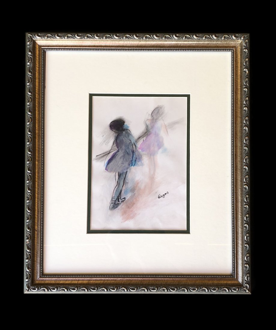 Edgar Degas French Art Dancer Ballerina -Style of: This lot consists of a hand drawn graphite and color on paper in the style of Edgar Degas. Edgar Degas was born Hilaire-Germain-Edgar De Gas. He was a French artist famous for his paintings, sculpture