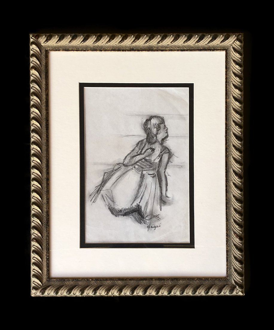 Edgar Degas French Art Dancer Ballerina - Style of: This lot consists of a hand drawn graphite on paper in the style of Edgar Degas. It depicts a ballerina drawn with charcoal. Edgar Degas was born Hilaire-Germain-Edgar De Gas and was a French artist f