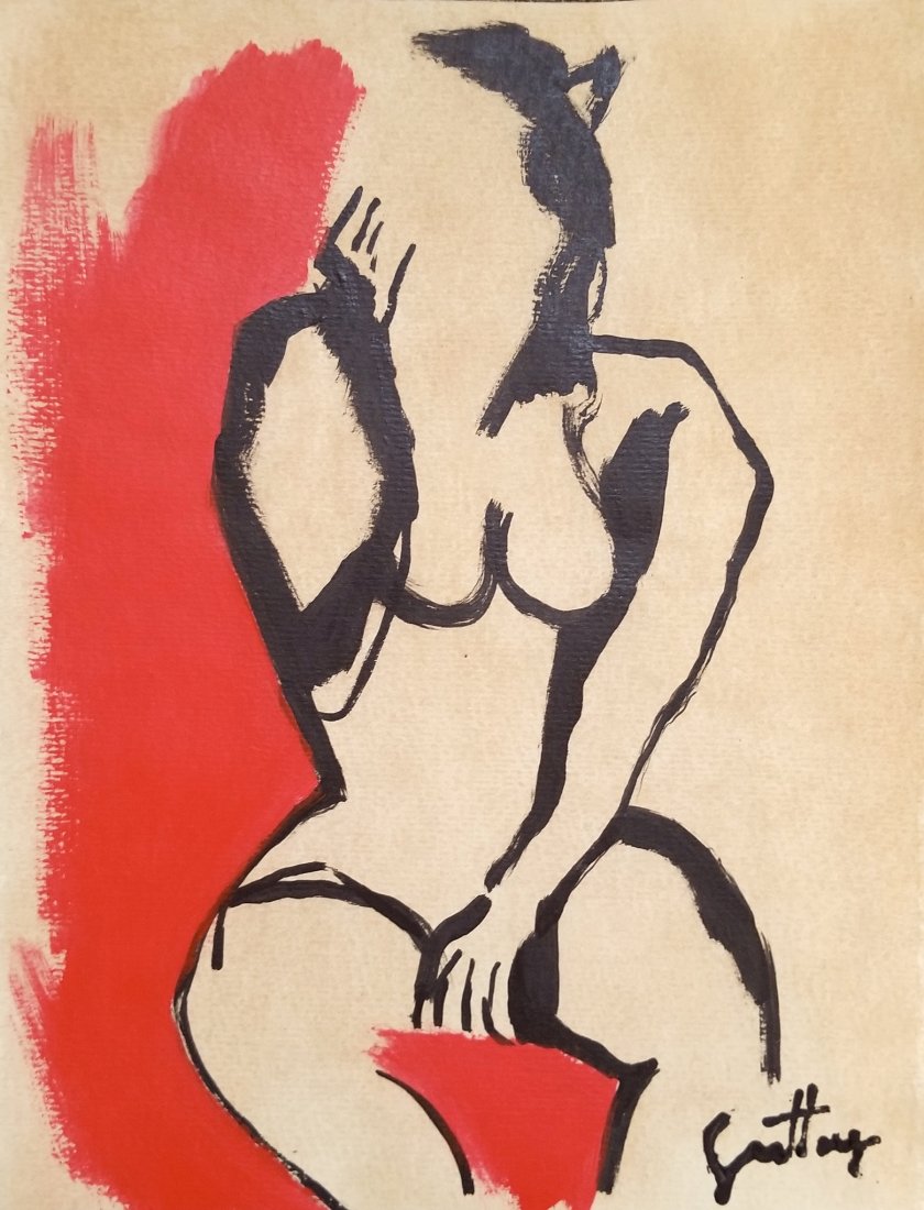 Renato Guttoso Italian Expressionism. - Style of.: This lot consists of a mixed media on paper board in the style of Renato Guttoso. Renato Guttuso (26 December 1912 Â– 18 January 1987) was an Italian painter. His best-known works include Flight fr