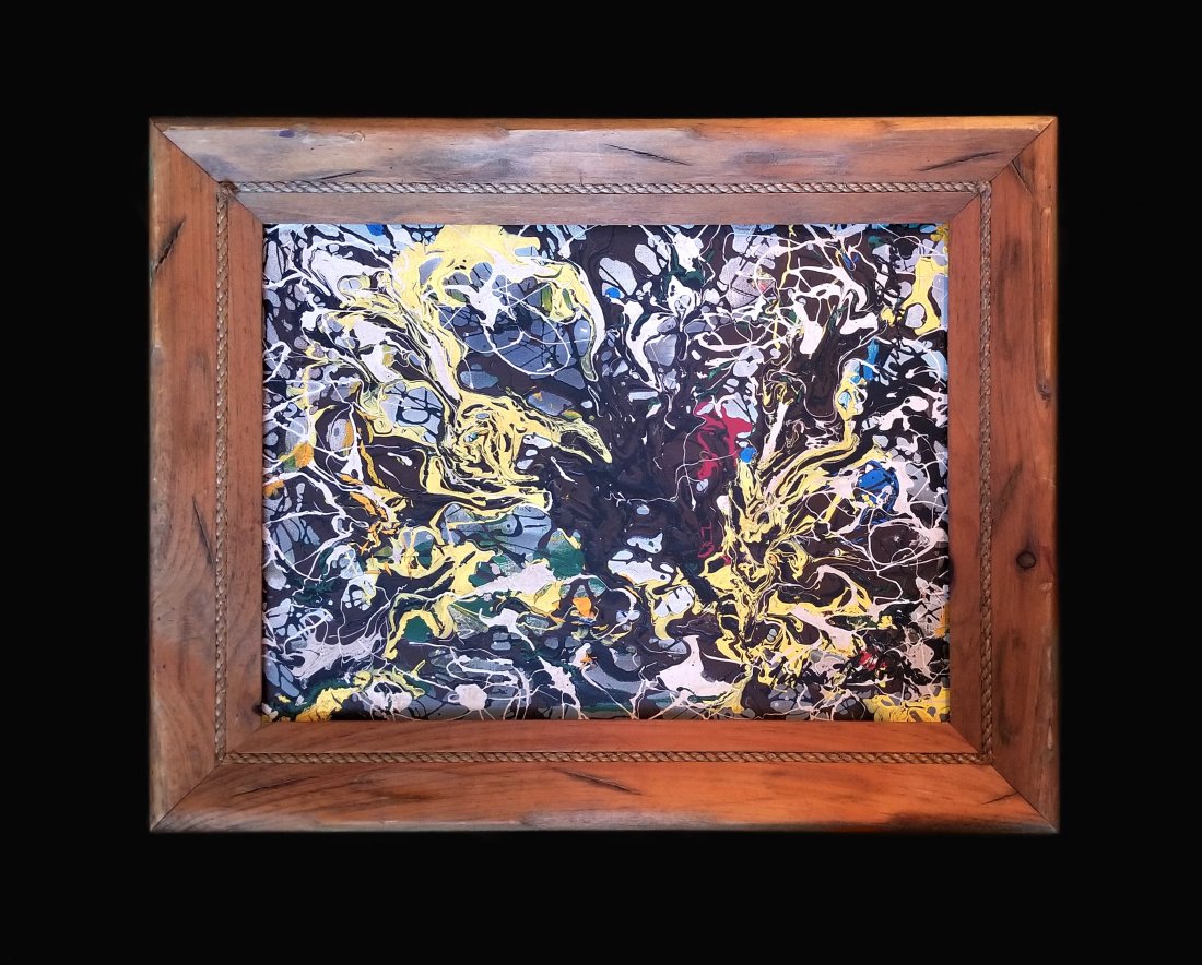 Jackson Pollock Abstract Expressionism 1950's- Style of: This lot consists of hand-executed mixed media painting on canvas. Done in the prevailing, abstract expressionist style of Jackson Pollock (American, 1912-1956). Paul Jackson Pollock was an American p