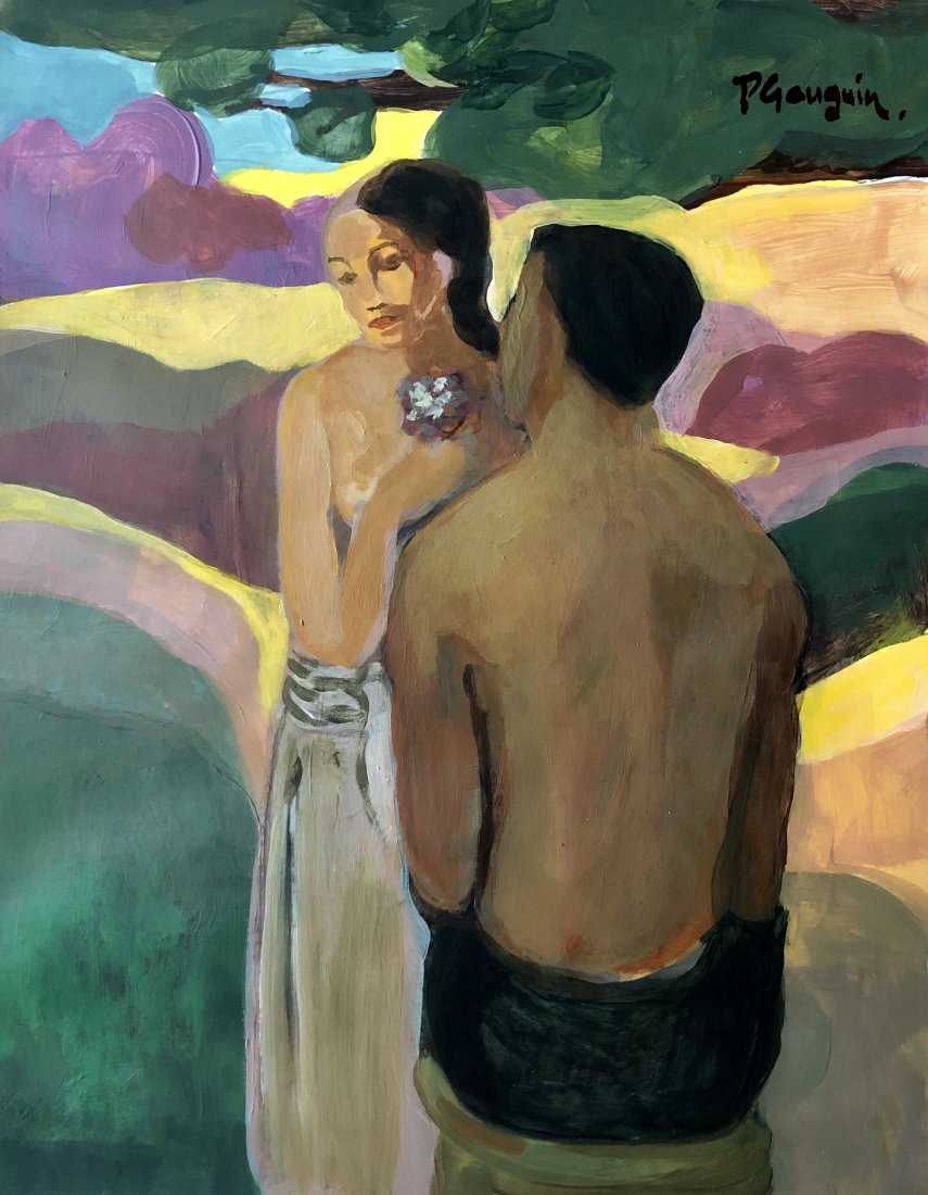 Paul Gauguin French Impressionist (1848-1903)style of: This lot consists of a small, hand-painted mixed media on hard paper. In the style of: enri Paul Gauguin (7 June 1848 - 8 May 1903) was a French post-Impressionist artist. Under-appreciated until afte