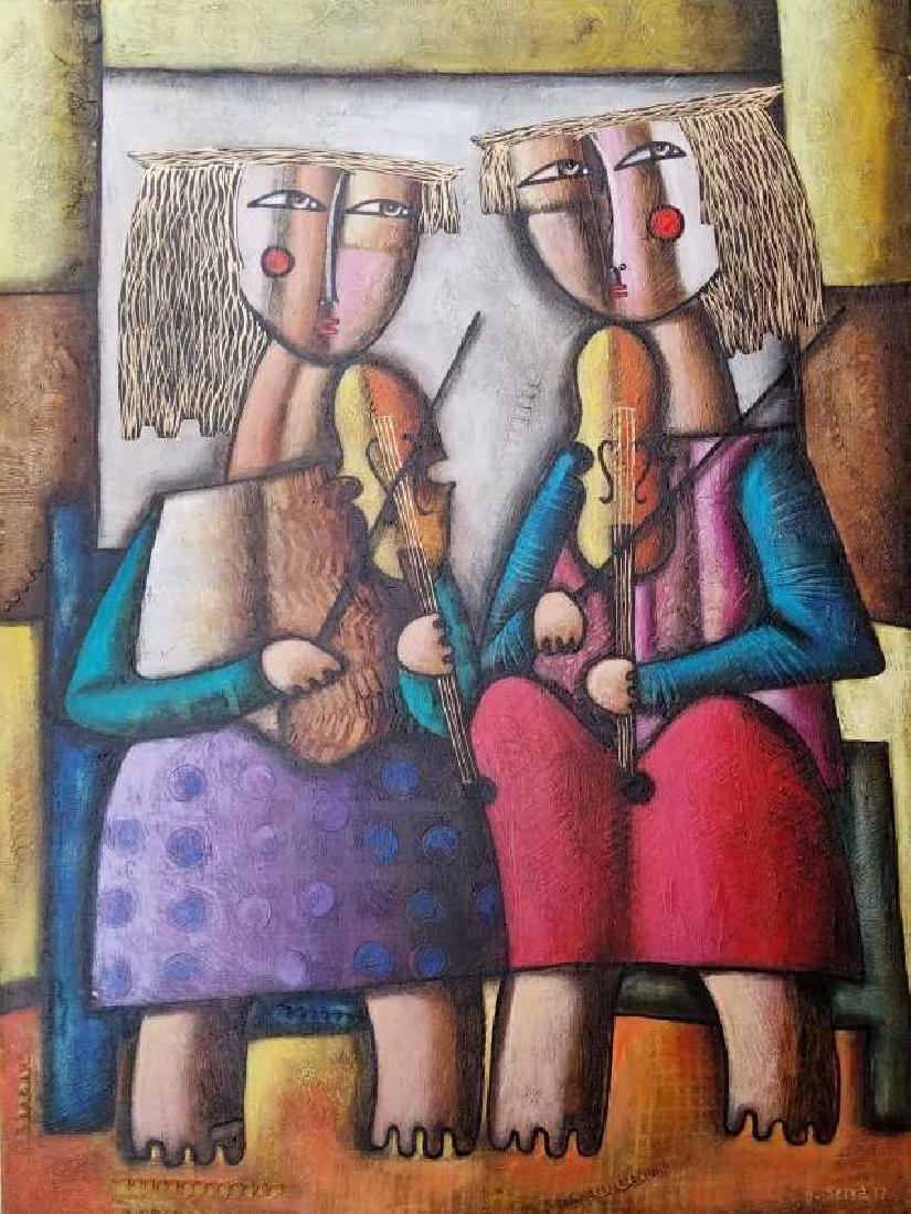 Latin American Art G.Sierra Oil On Canvas: G. Sierra Oil and Acrylic On Canvas. Dimensions: 40 in X 30 in. COA included. Pictures #2, #3, #4 for REFERENCE ONLY. Latin American artist G.Sierra was born in Santo Domingo, Dominican Republic. He h