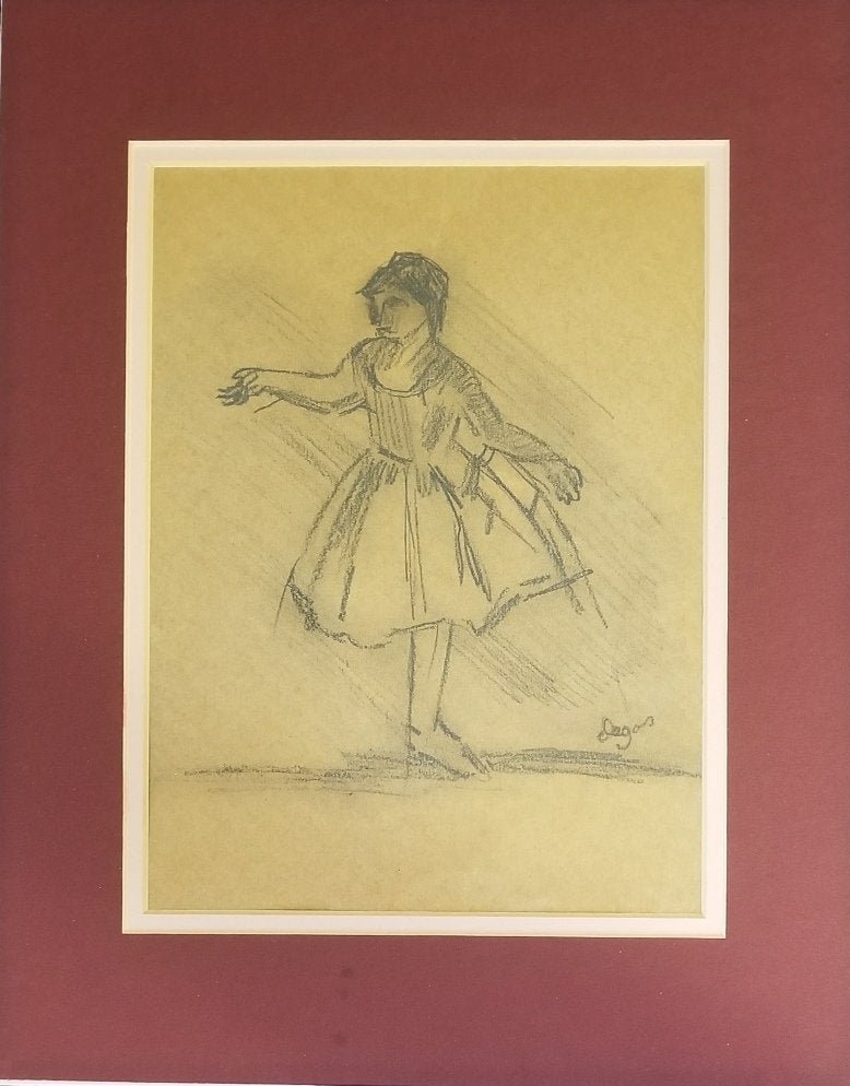 Edgar Degas French Ballerina German Drawing Attrib: This lot consists of, hand Drawing Graphite on paper Ballerina in small colorful format attributed to Edgar Degas born Hilaire-Germain-Edgar De Gas (French: 19 July 1834 Â– 27 September 1917) was a