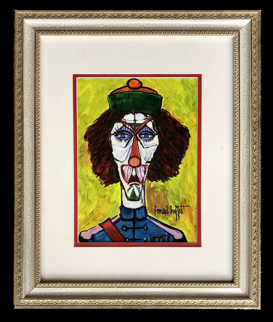 Bernard Buffet Expressionist French (1928-1999): This work consists of a hand-painted mixed media on paper attributed to Bernard Buffet(French, 1928-1999). Bernard Buffet was a French painter of Expressionism and a member of the anti-abstract art gr