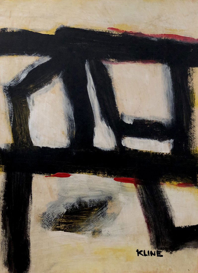 Franz Kline American Abstract Expressionist: This lot consists of a hand-painted abstract expressionist style mixed media on hard paper in the style of Franz Kline (May 23, 1910 -May 13, 1962) was an American painter born in Pennsylvania. He is
