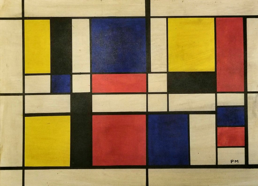 Piet Mondrian Dutch Neoplasticism Oil On board Mixed.: Piet Mondrian mixed Media on boardrl Signed PM. Dimensions: 15 " x 11" Private Collection. Attributed to: Piet Mondrian Attrib.Pieter Cornelis "Piet" Mondriaan, after 1906 Mondrian ; 7 March 1872 - 1 