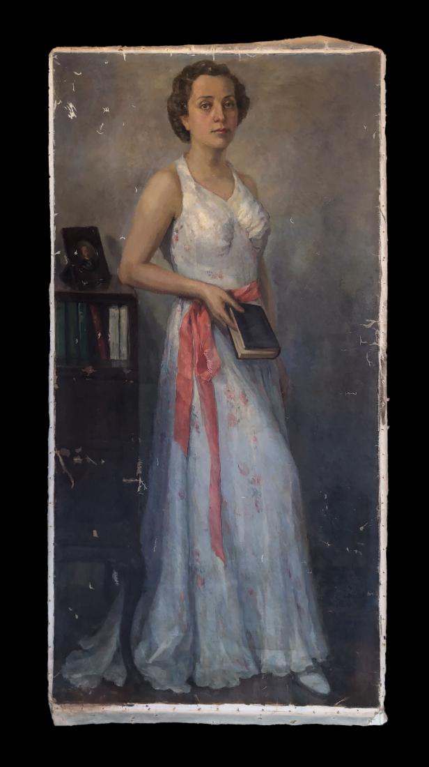 John Singer Sargent (American, 1856-1925).- Style of: This lot consists of a large oil on canvas painting dated to the early 20th century. The lot depicts a full body portrait in the style of John Singer Sargent. The painting has been part of a very impo