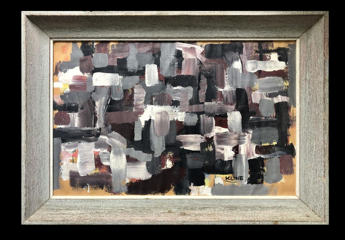 Franz Kline American Abstract Expressionist - Oil: This lot consists of a hand-painted abstract expressionist style oil on panel canvas or similar in the style of Franz Kline (May 23, 1910 -May 13, 1962). Franz Kline was an American painter born in Pe