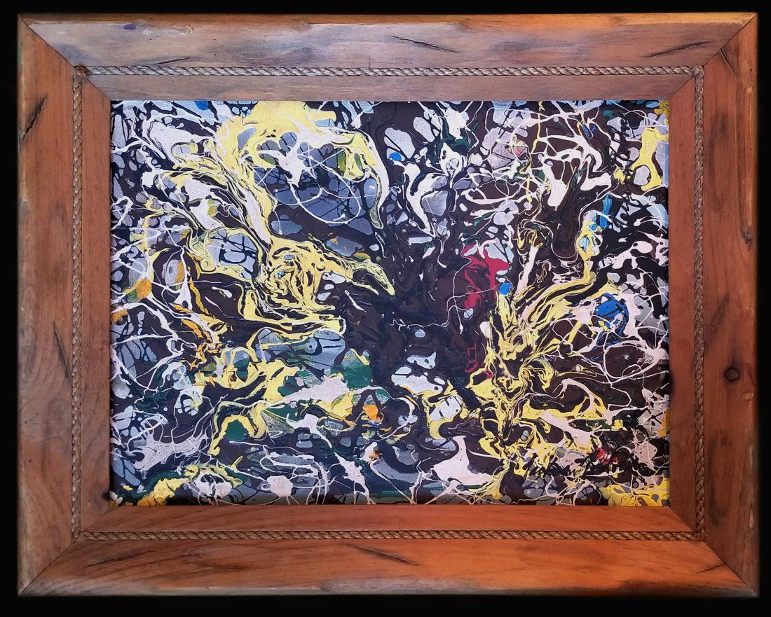 Jackson Pollock Abstract Expressionism 1950: This lot consists of hand-executed oil painting on canvas. Done in the prevailing, abstract expressionist style of Jackson Pollock (American, 1912-1956). The lot bears a signature in the bottom right.