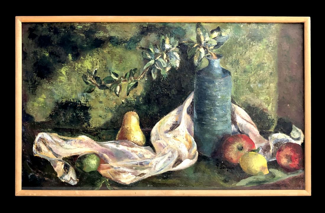 Paul Gauguin French Art Still Life Oil Canvas: This lot consist of a hand-painted oil on canvas still life illustration. It depicts a beautiful impressionist still life in Gauguin's distinct style.In the style of: Paul Gauguin (7 June 1848 - 8 May
