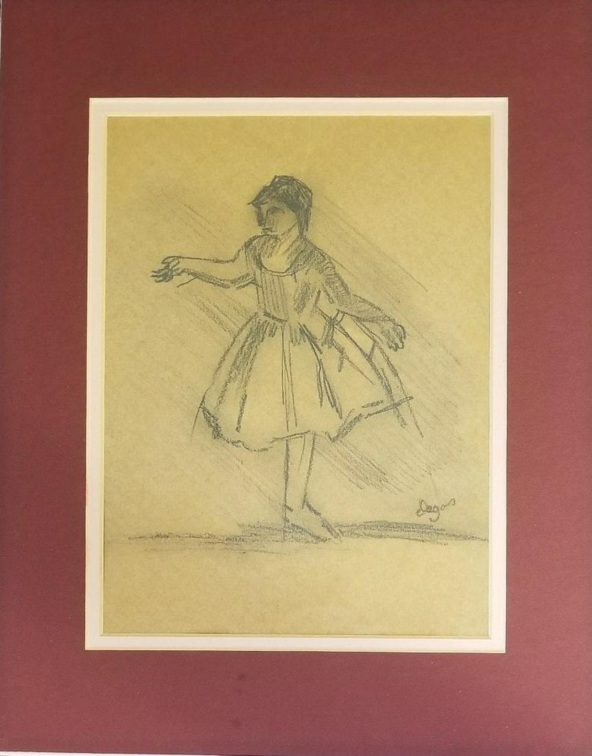 Edgar Degas French Ballerina German Drawing Attrib: This lot consists of, hand Drawing Graphite on paper Ballerina in small colorful format attributed to Edgar Degas born Hilaire-Germain-Edgar De Gas (French: 19 July 1834 ÃƒÂƒÃ‚Â‚ÃƒÂ‚Ã�