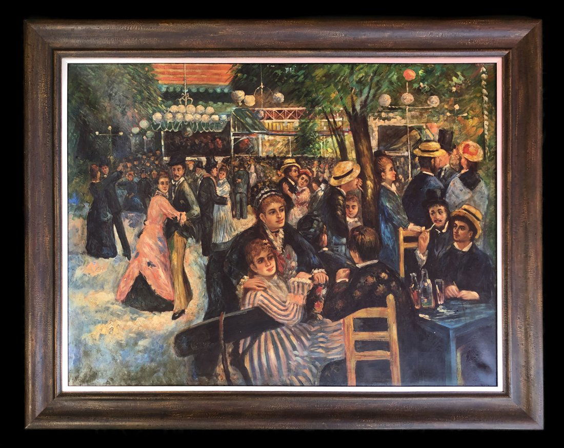 Pierre Auguste Renoir School Large Painting Oil on Canv: This lot consists of a large oil on canvas painting. It has been part of an important collection for over 20 years. The lot depicts an impressionist painting in the style of/school of Pierre Auguste R