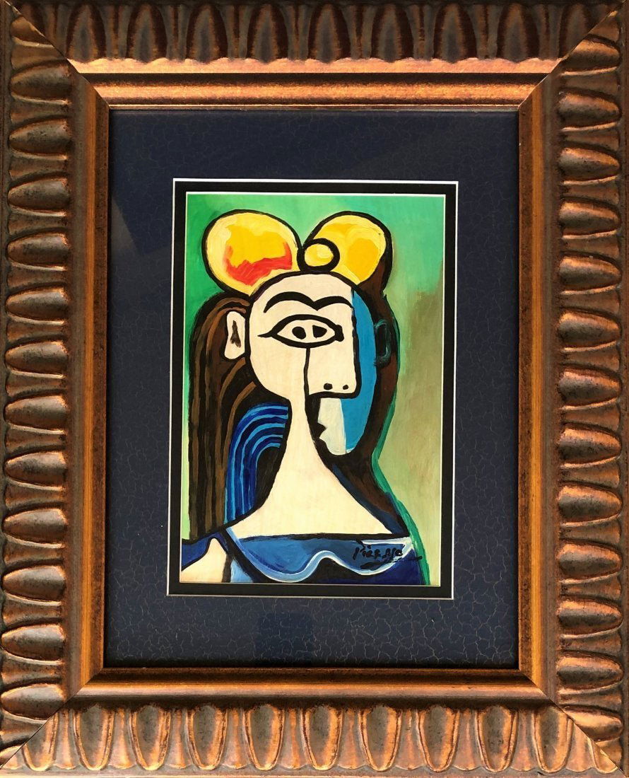 Pablo Picasso Drawing Hand painted Oil Cubism Women: This lot consists of a hand painted mixed media on paper in the style of Pablo Picasso. The illustration depicts a figure of a women in the famous cubism period. Pablo Picasso (25 October 1881-8 April
