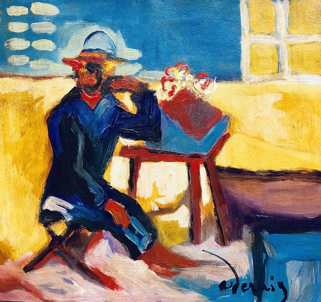 Andre Derain Painting French Hand Painted portrait.: This lot consists of a hand painted portrait on paper attributed to Andre Derain ; (10 June 1880 - 8 September 1954) was a French artist, painter, sculptor and co-founder of Fauvism with Henri Matisse