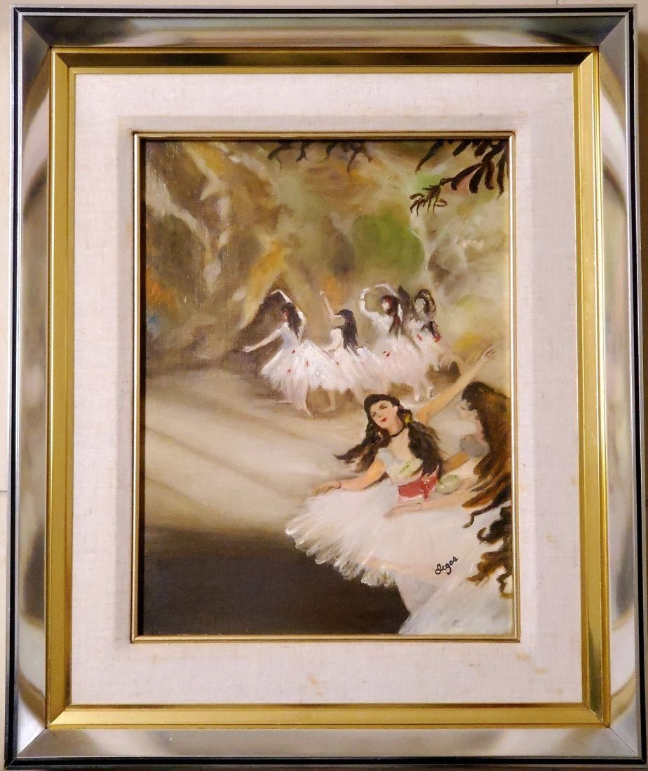Edgar Degas Oil Ballerina Dancers Impressionist: This lot consists of a hand painted oil on board in the style of Edgar Degas (1834-1917). Edgar Degas was born Hilaire-Germain-Edgar De Gas, was a French artist famous for his paintings, sculptures, p
