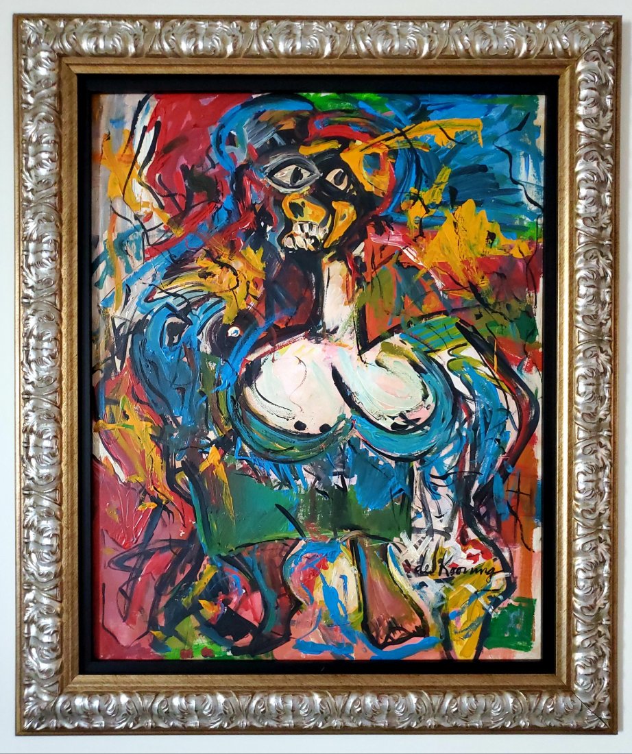 Willem de Kooning Abstract Expressionist Oil Canvas: This lot consists hand-painted Oil canvas abstract expressionist in the style of Willem de Kooning (Dutch American, 1904-1997) de Kooning was a Dutch American abstract expressionist artist who was bor