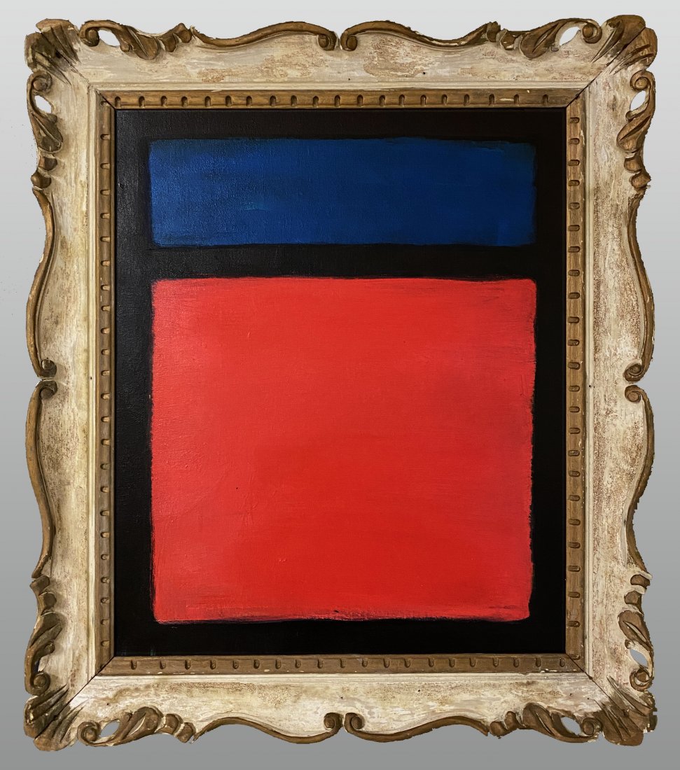 Mark Rothko American Abstract Expressionist: FREE SHIPPING WORLDWIDE ON THIS AUCTION This work consists of a hand painted mixed media on paper illustration. Image depicts soft, rectangular forms floating on a stained field of color. This paintin