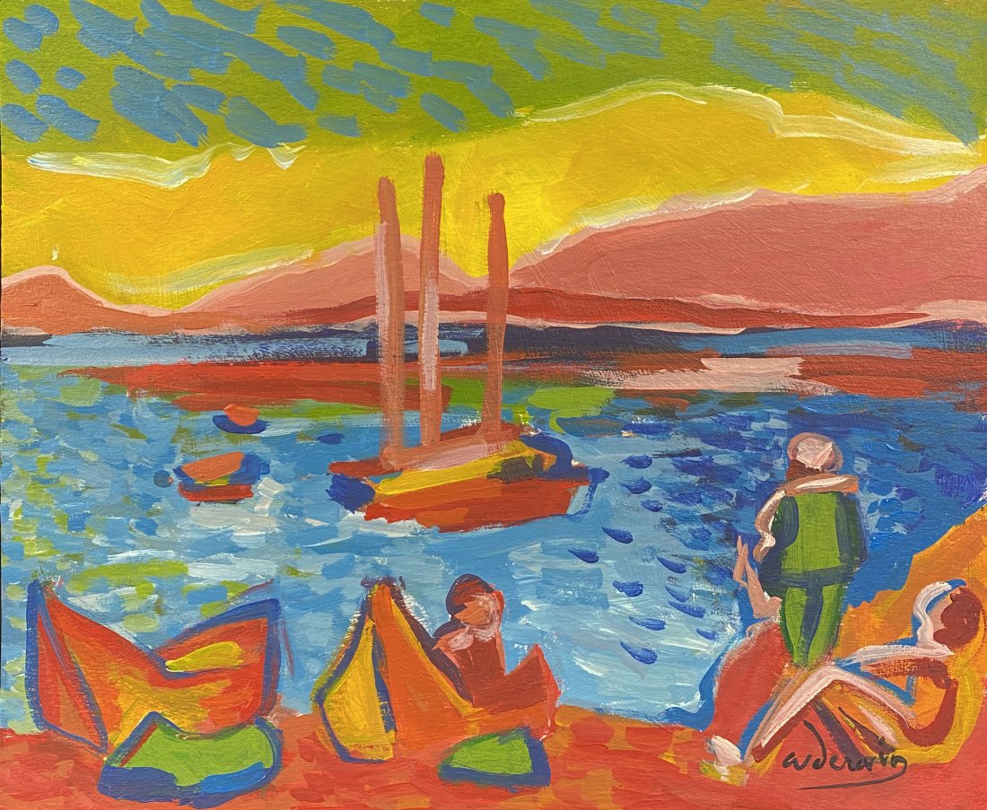 Andre Derain Colorful Landscape Oil Board: FREE SHIPPING WORLDWIDE ON THIS AUCTION This lot consists of a hand painted landscape oil over board in the style of Andre Derain ; Andre Derain (10 June 1880 - 8 September 1954) was a French artist,