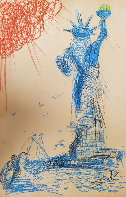 Salvador Dali Surrealist Statue Liberty Drawing Ny Jan 12 2020