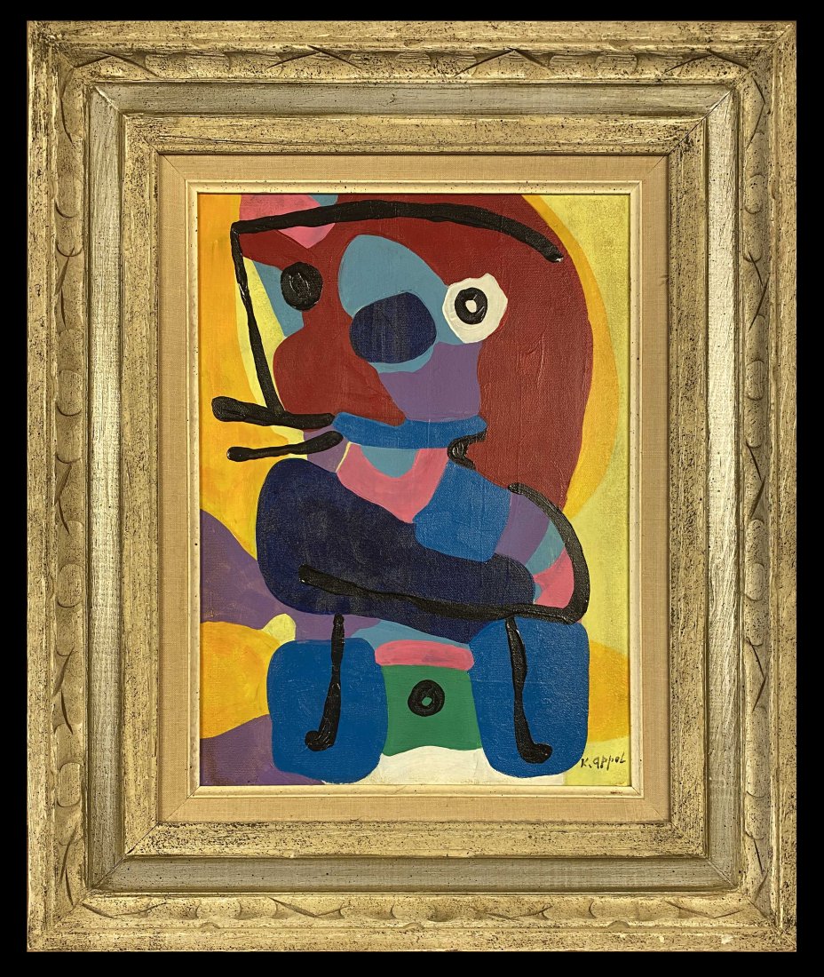 KAREL APPEL (1921-2006) Dutch Cobra Avant Garde: This lot consists of a hand painted mixed media on hard paper in the style of Karel Appel. Christiaan Karel Appel (25 April 1921 Â– 3 May 2006) was a Dutch painter, sculptor, and poet. He started p